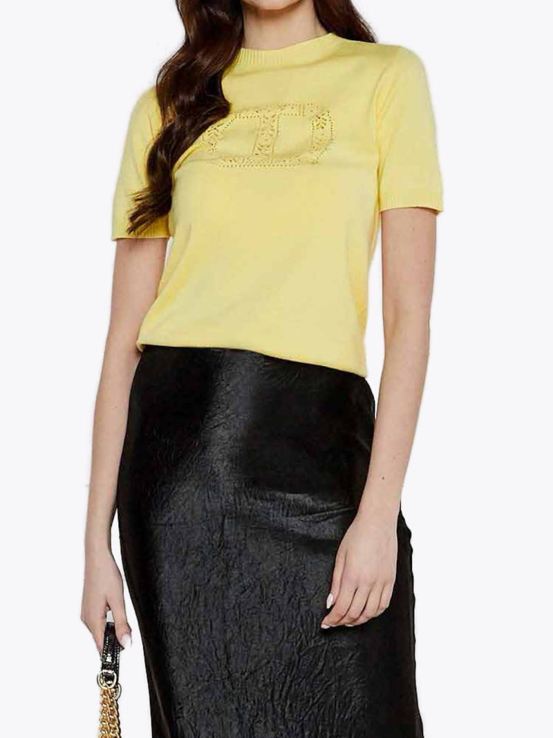 Twinset Maglia lupetto con logo Oval T Vanilla