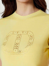 Twinset Maglia lupetto con logo Oval T Vanilla