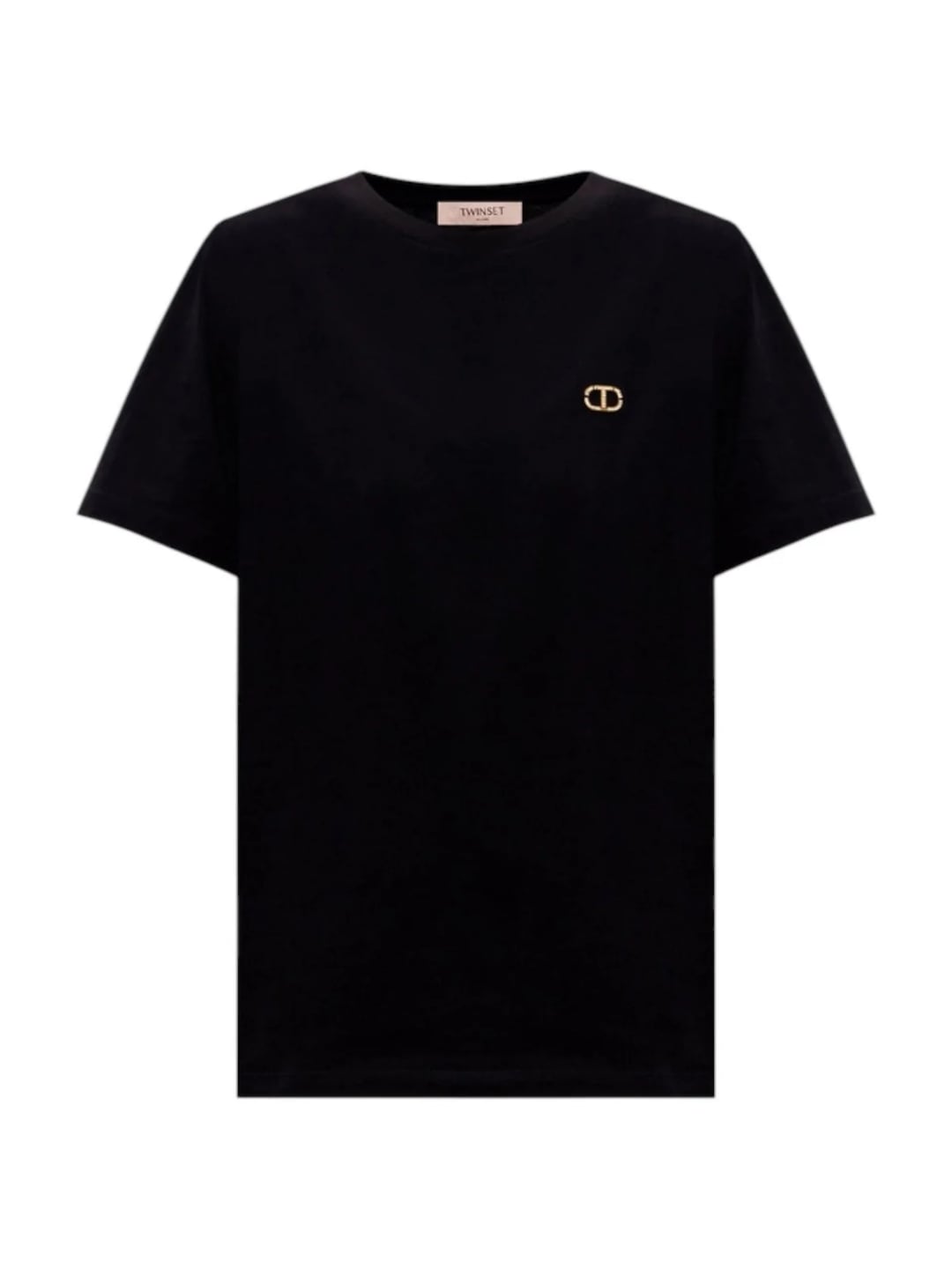 Twinset T-shirt con logo Oval T di strass Nero