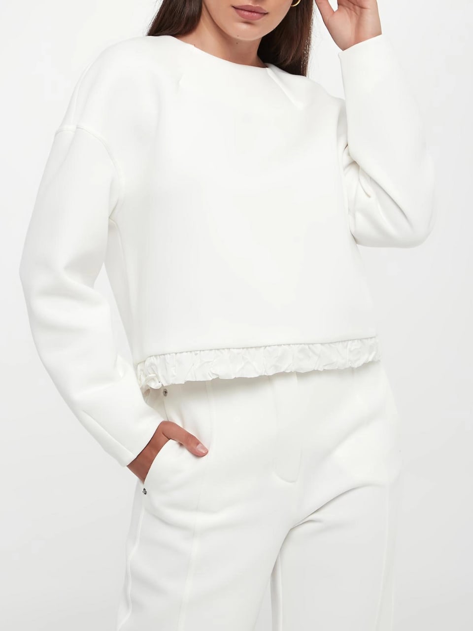 Max Mara Felpa JUMCOS a girocollo con rouches BIANCO