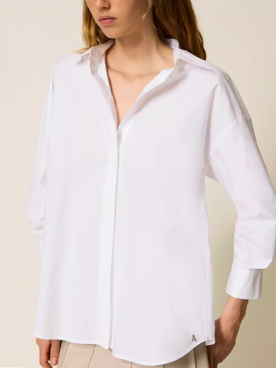 Twinset Camicia in popeline con nodo Bianco