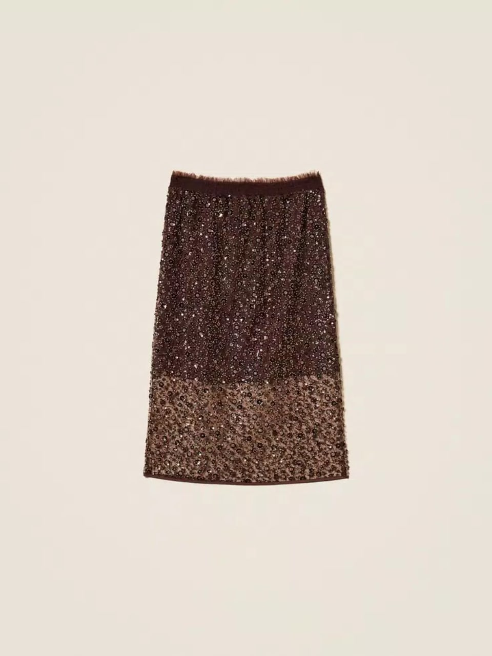 Twinset Gonna longuette in tulle con paillettes Hot Chocolate