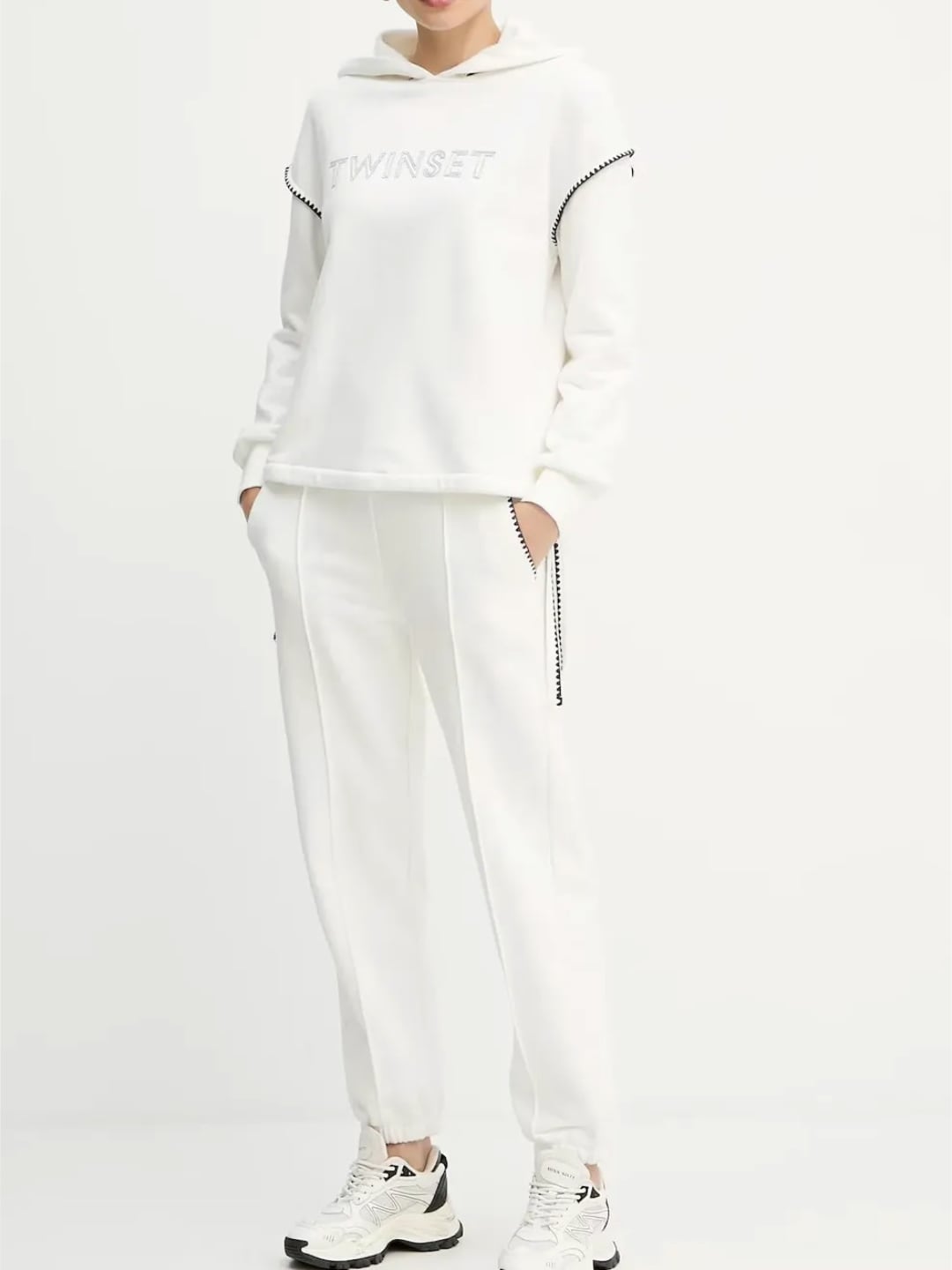 Twinset Completo Tuta con Logo Bicolor Bianco e Nero