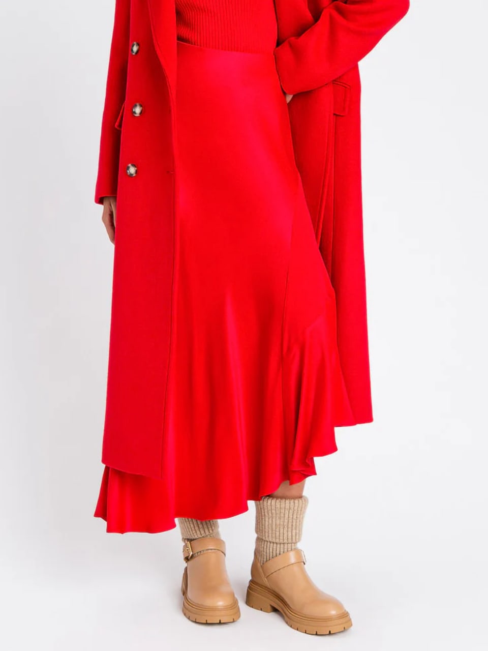 Twinset Gonna in Raso Rosso "Red Carpet"