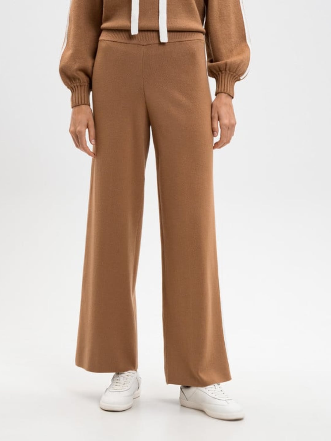 Twinset Pantaloni Bicolor Marrone Cammello e Bianco