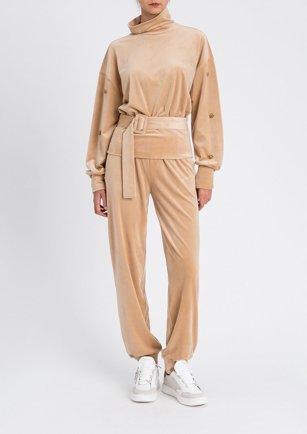 Twinset Completo Tuta Cozy Velvet Beige