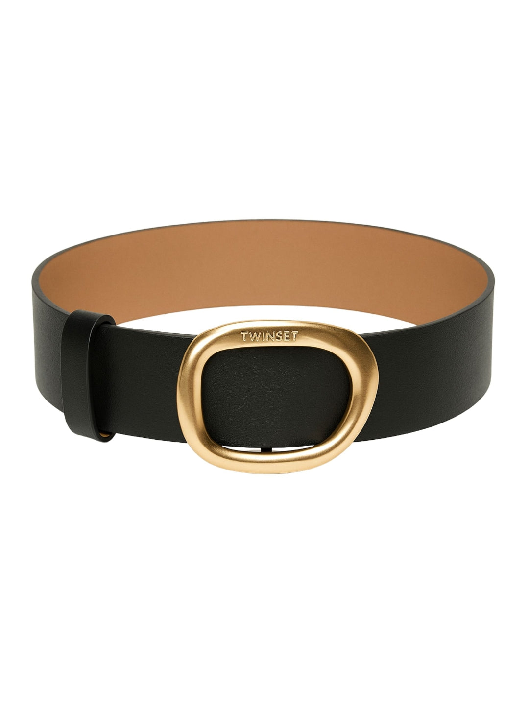 Twinset Cintura in pelle reversibile Oval T Nero / Land