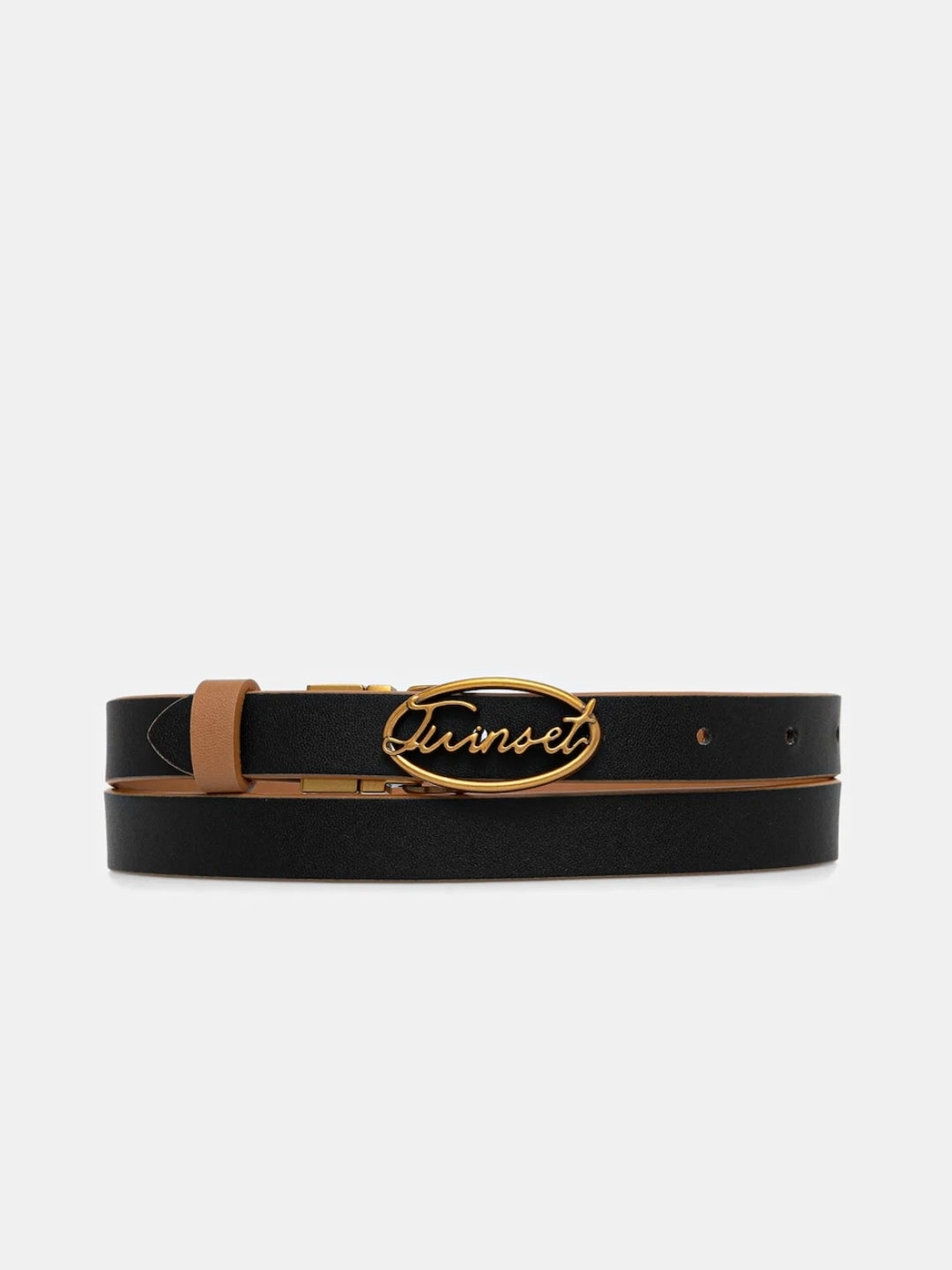 Twinset Cintura in pelle reversibile sottile Nero / Land