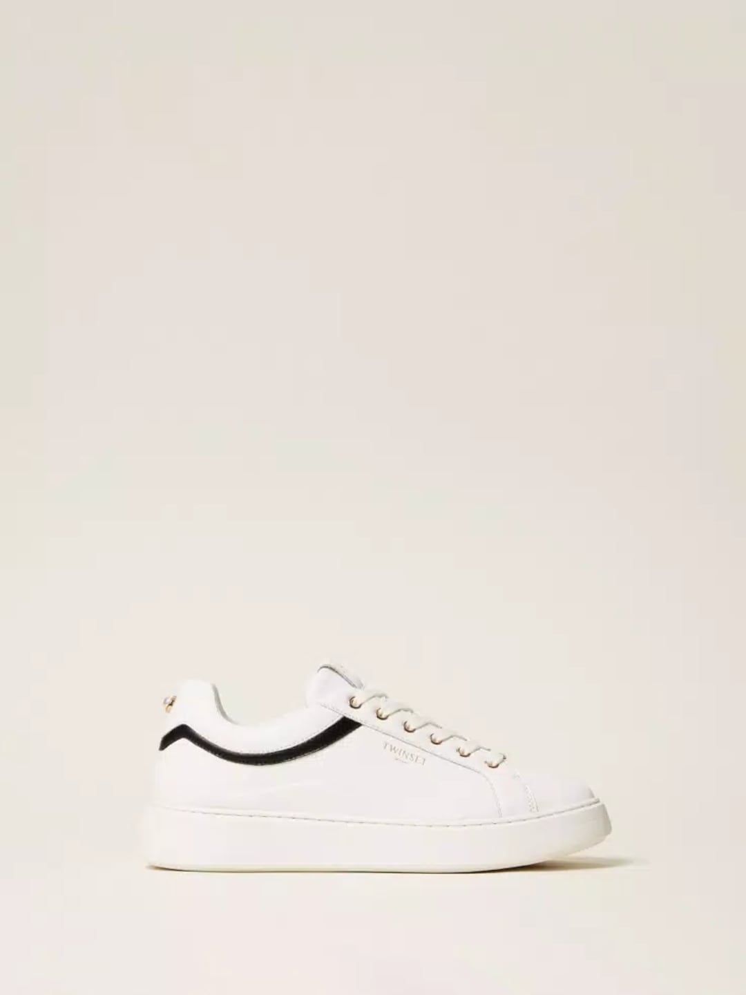 Twinset Sneakers in pelle con logo Bianco Ottico Nero