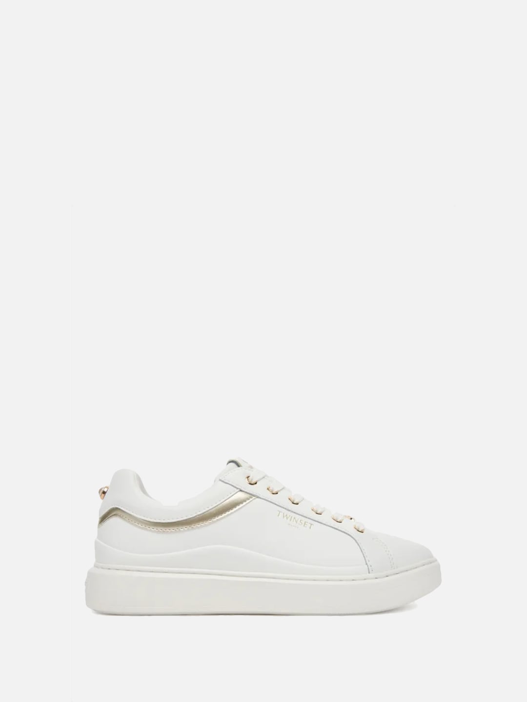 Twinset Sneakers in pelle con logo Bianco Ottico Oro