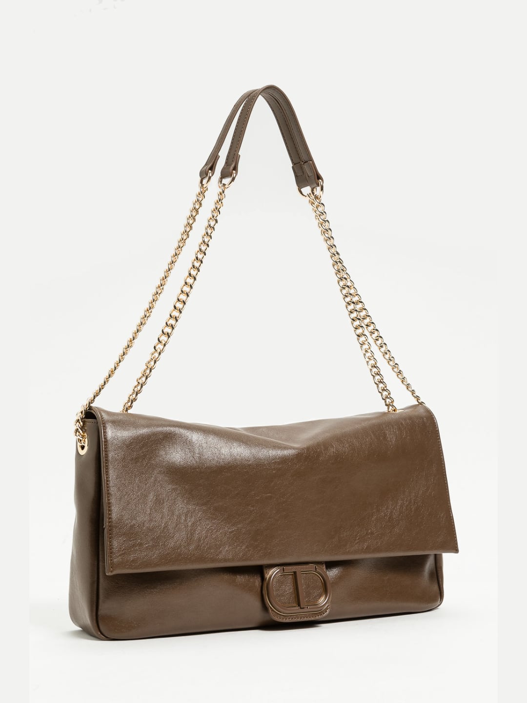 Twinset Borsa a tracolla morbida con Oval T Fango