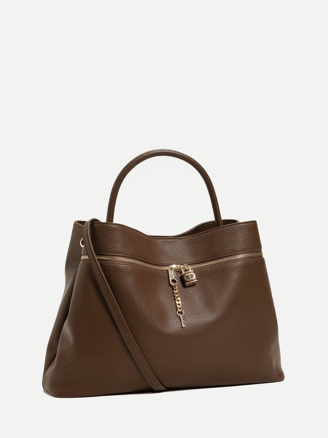 Twinset Borsa shopper con tasca e lock Oval T Black Chocolate