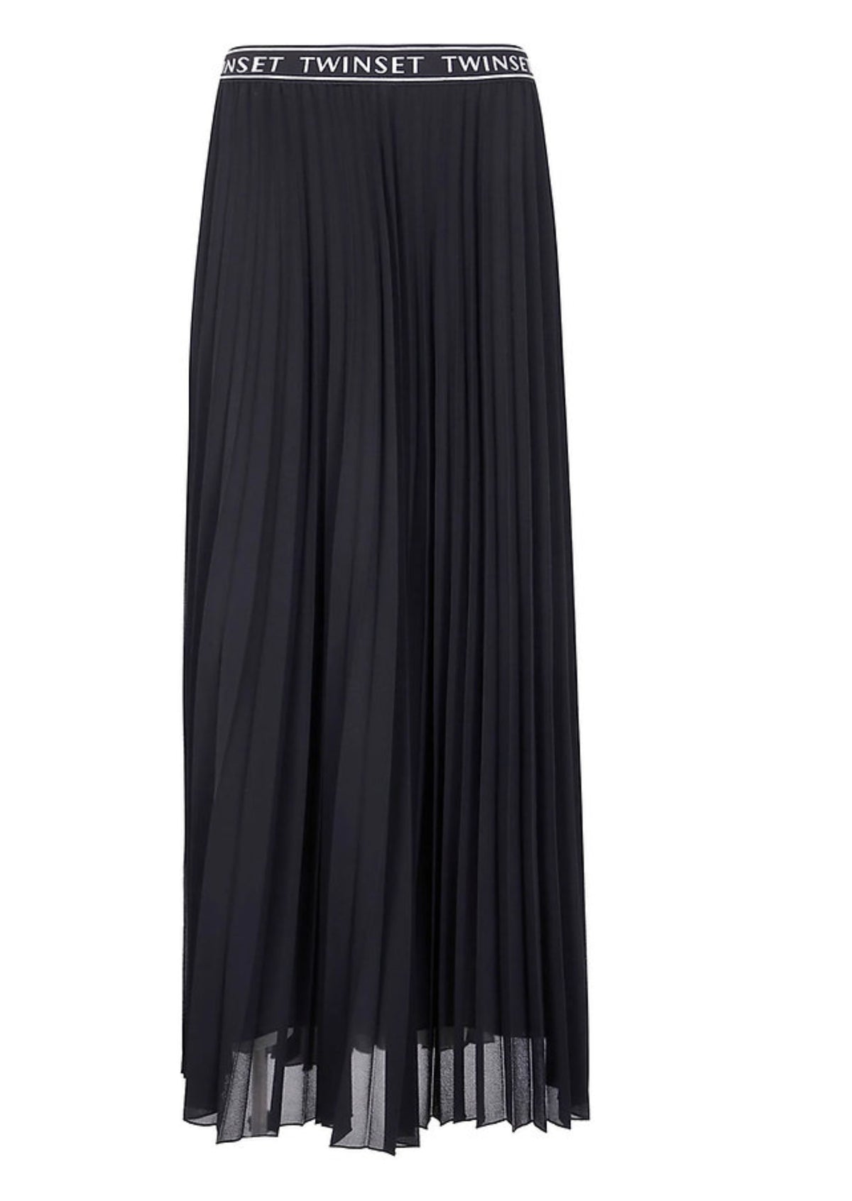 Twinset Gonna lunga Plissettata con logo Nero