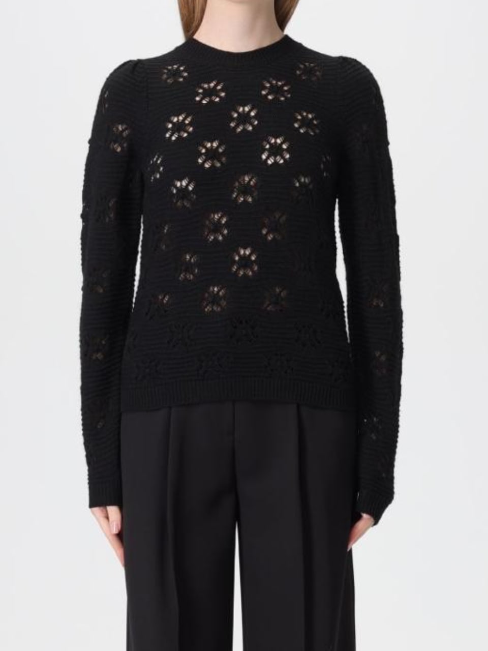 Twinset Maglia in misto lana a motivo geometrico Nero