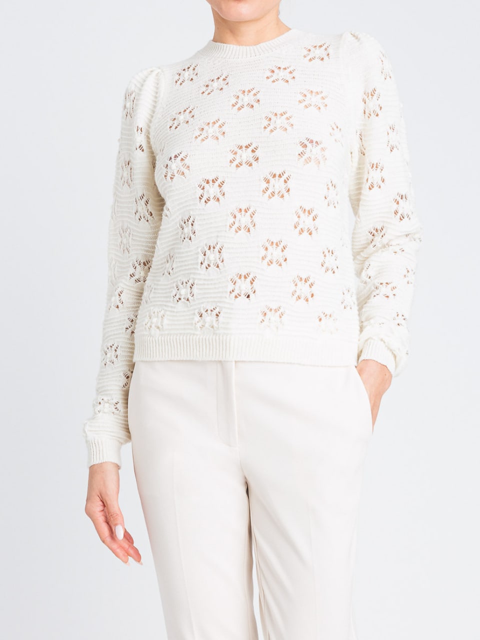 Twinset Maglia in misto lana a motivo geometrico Neve