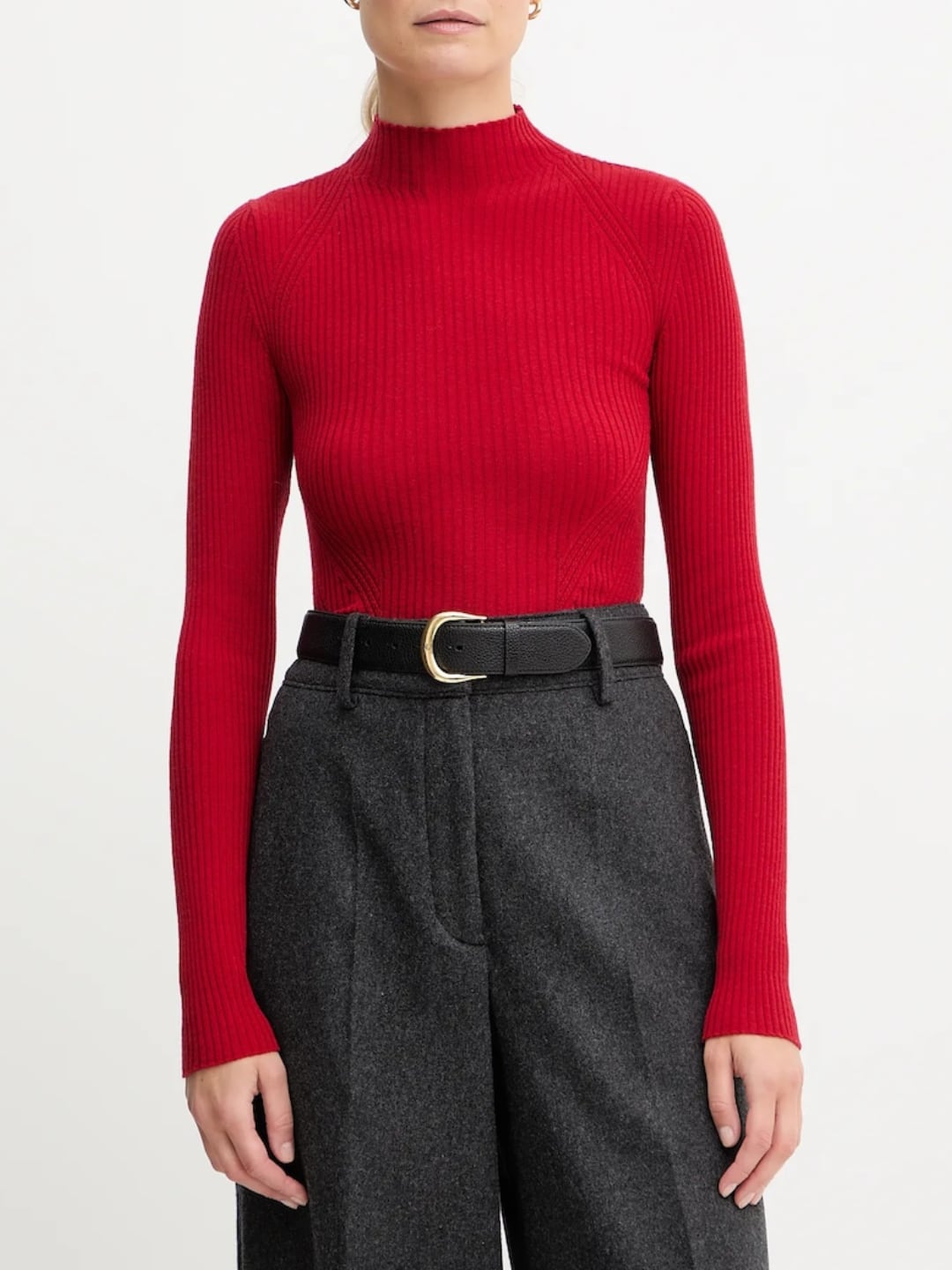 Twinset Maglia lupetto a coste in lana Col Rosso