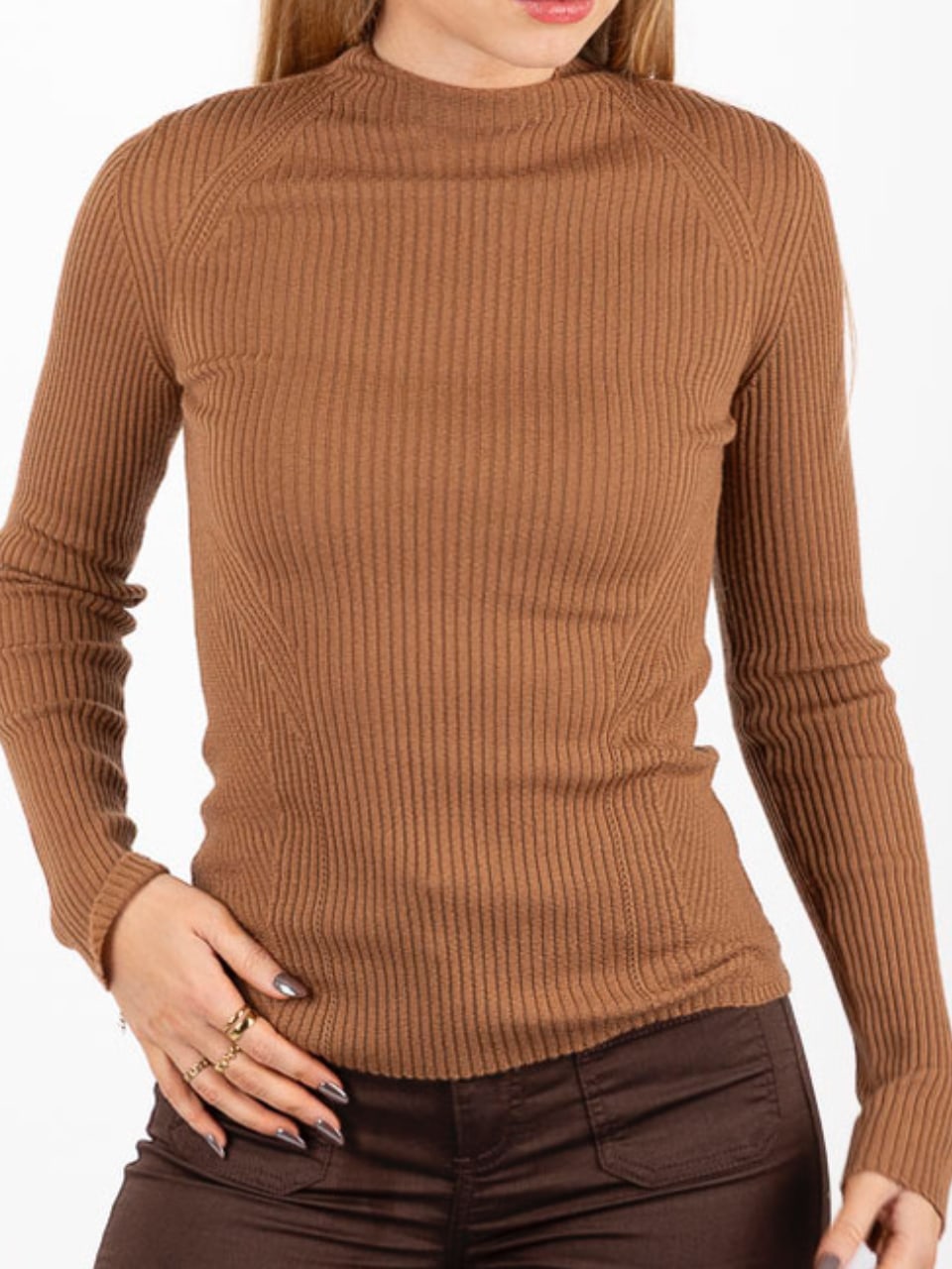 Twinset Maglia lupetto a coste in lana Col Alpaca