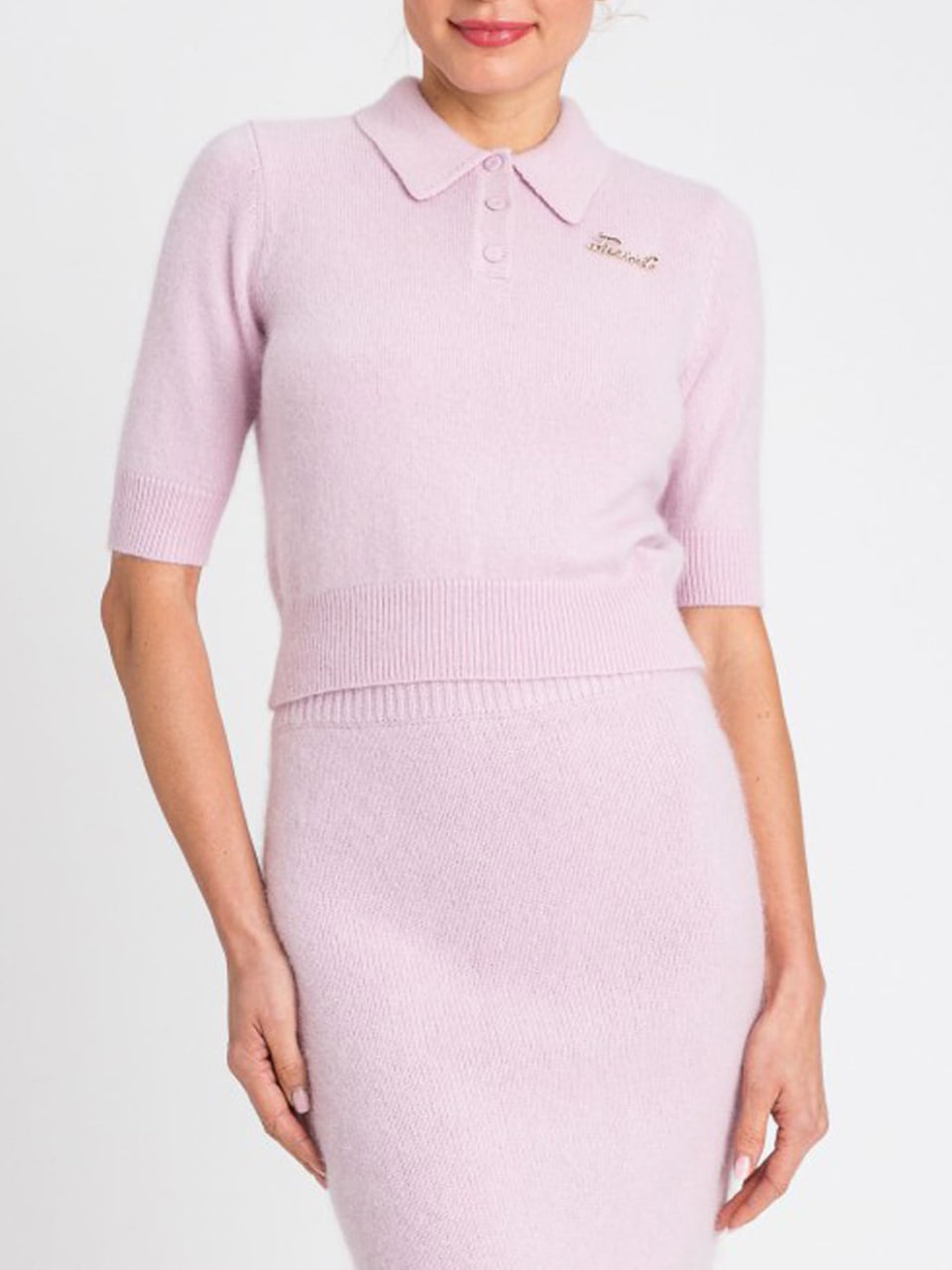 Twinset Polo in Maglia Pink Lavander