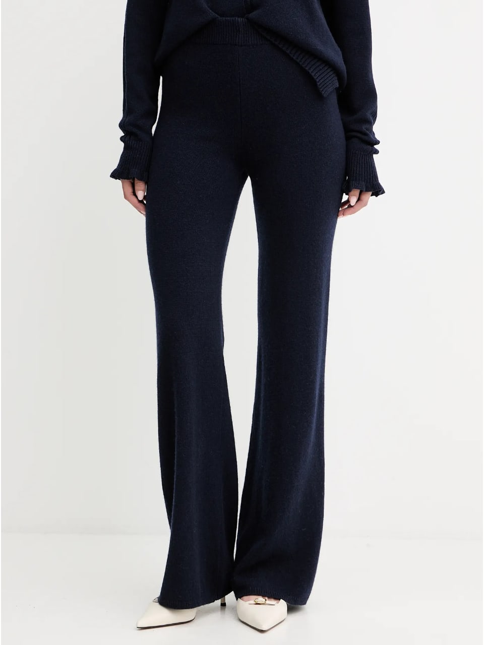 Twinset Pantalone a zampa in misto lana Classic Blue