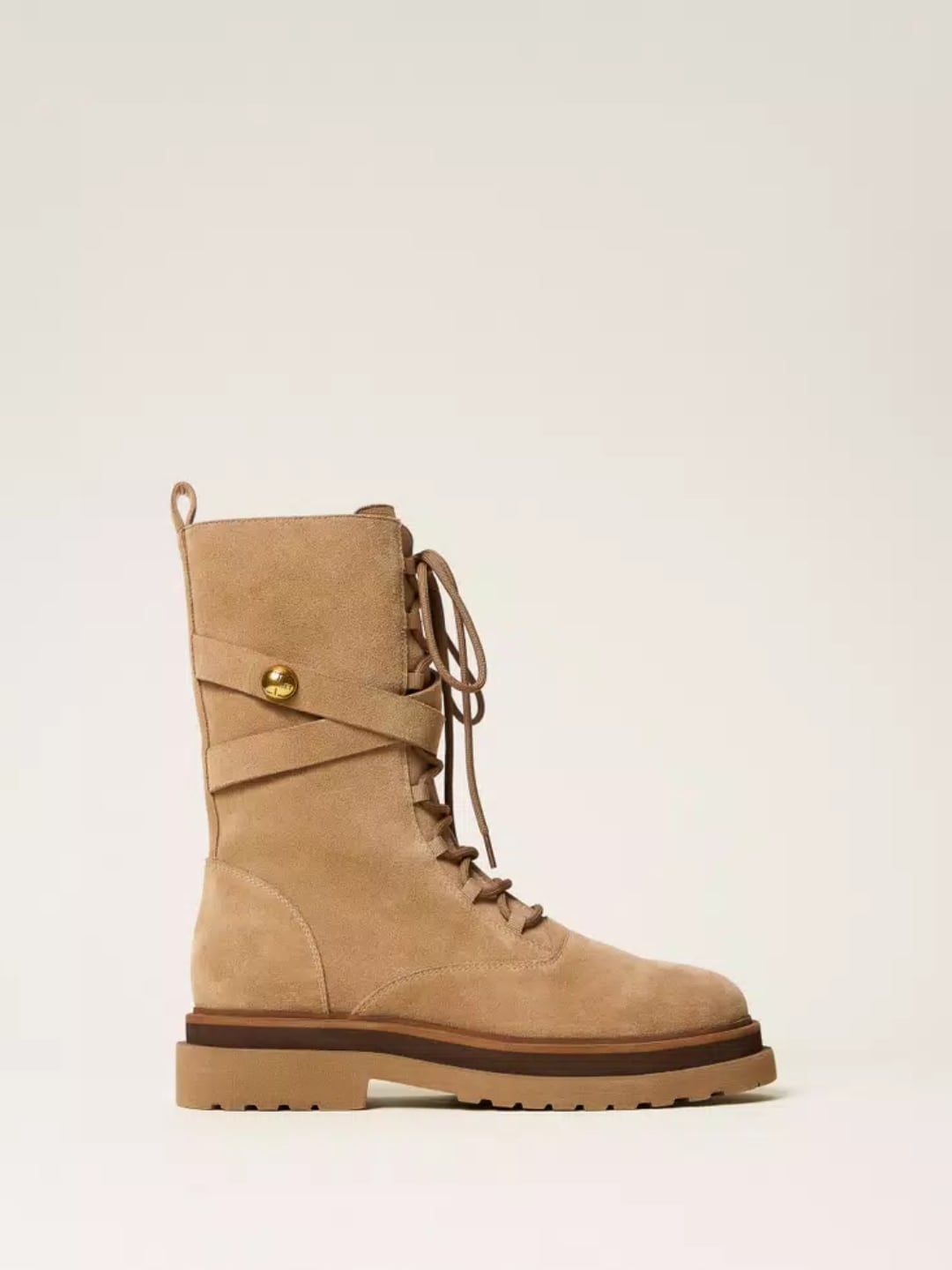 Twinset Anfibio in pelle scamosciata Alpaca Brown