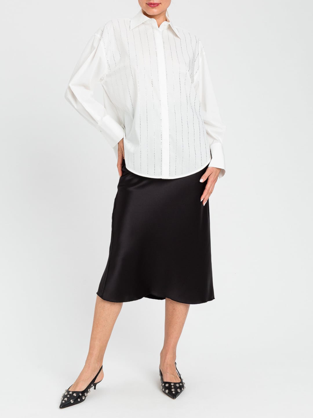 Twinset Camicia a maniche lunghe a righe Bianco