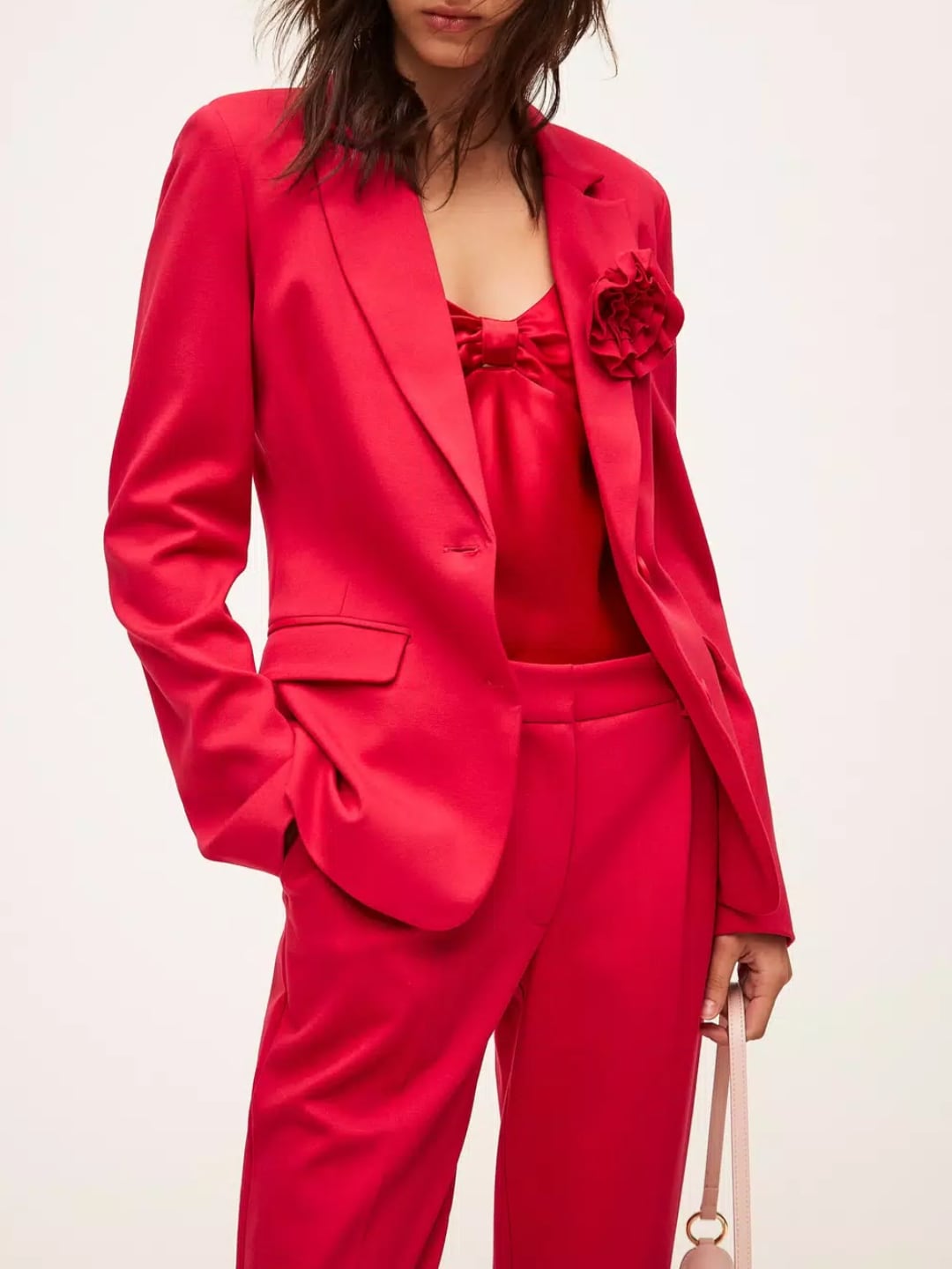 Twinset Giacca blazer con spilla a fiore Rosso "Magenta"