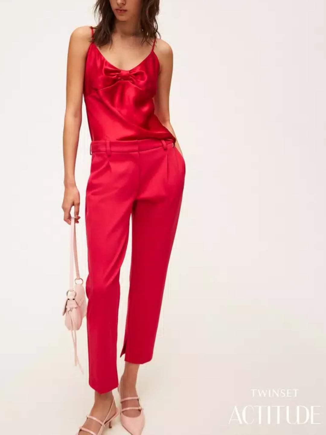 Twinset Pantaloni a sigaretta con spacchetti Rosso "Magenta"