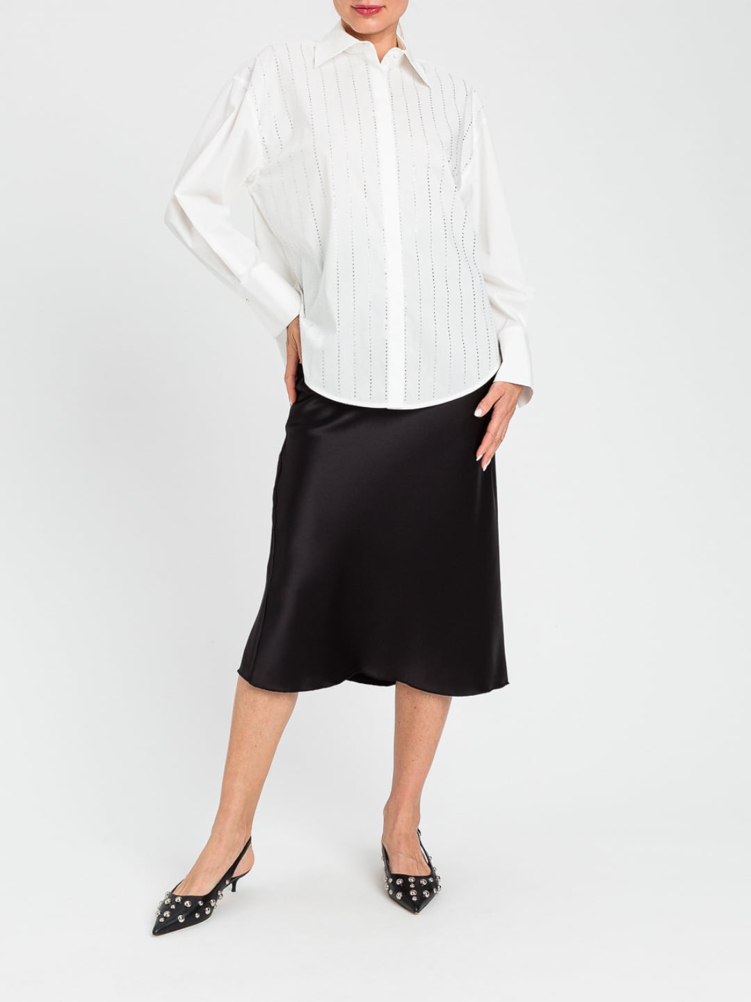 Twinset Gonna lunga in raso Nero