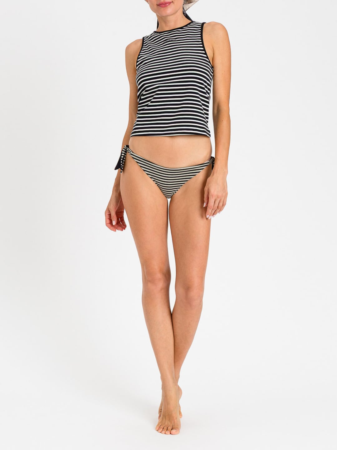 Twinset Canotta a righe Riga Nero / Bianco