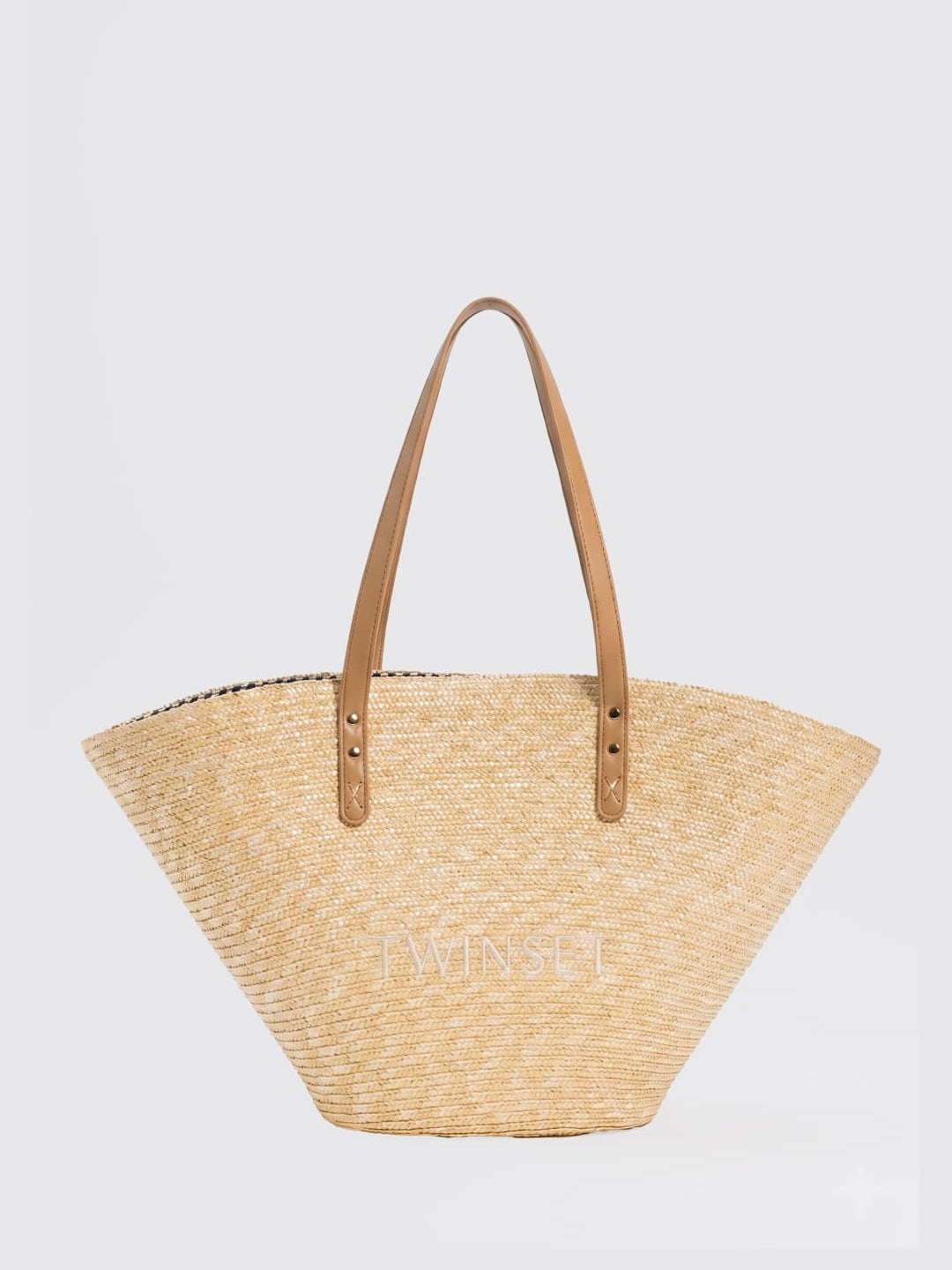 Twinset U&B Borsa in rafia con logo ricamato Paglia