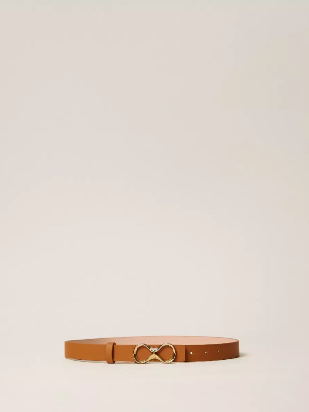 Twinset Cintura reversibile in pelle con logo Bicolor Marrone "Bubinga Wood" / Rosa "Candy Peach"