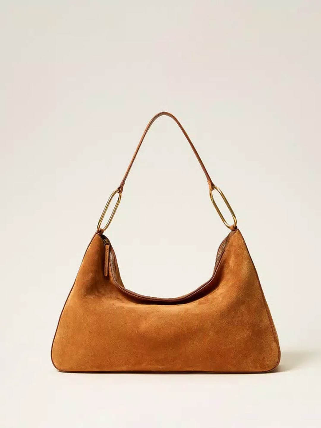 Twinset Borsa 'Liliane' grande in suede con anelli Marrone "Bubinga Wood"