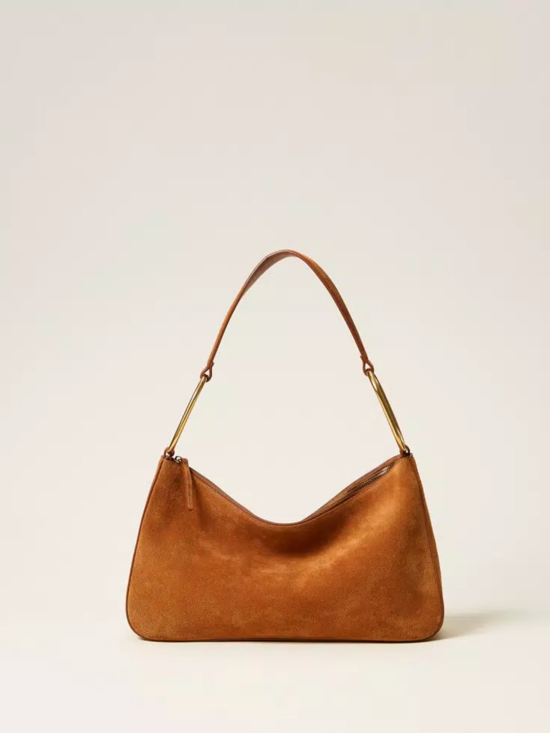 Twinset Borsa 'Liliane' media in suede con anelli Marrone "Bubinga Wood"