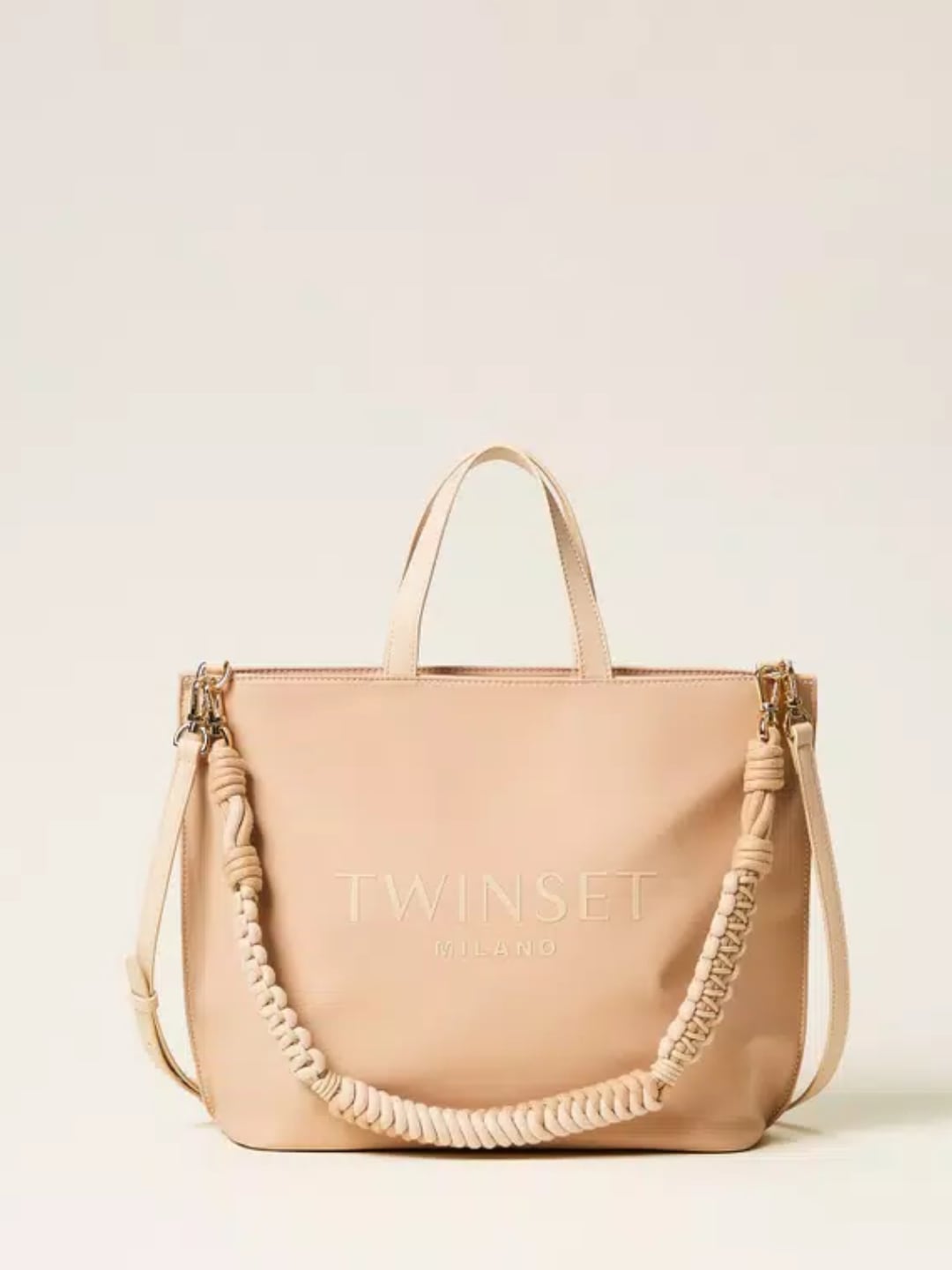 Twinset Borsa shopper con logo Beige "Delicate Sand"