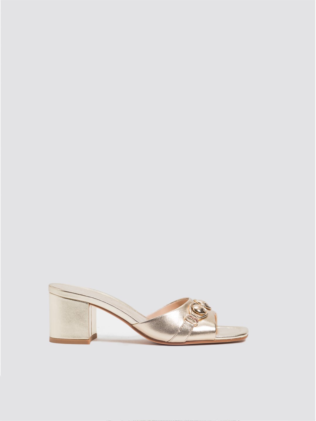 Twinset Ciabatte Mules in pelle laminata Platino