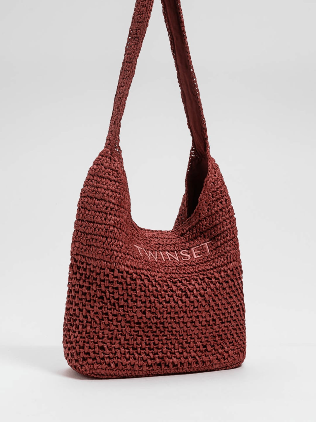 Twinset Borsa hobo in Rafia Marrone Henna