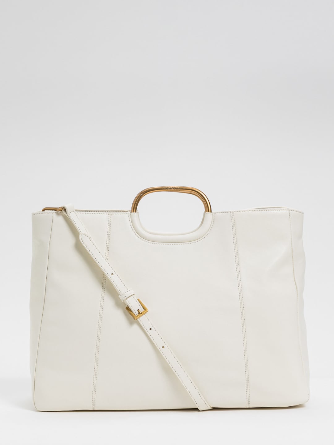 Twinset Tote 'Ellisse’ grande in pelle Bianco Madreperla