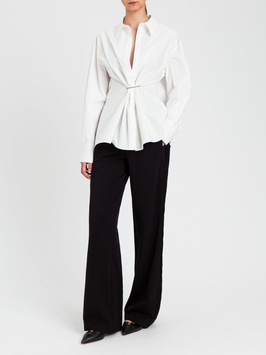 Twinset Pantaloni con crêpe de Chine riciclato Nero