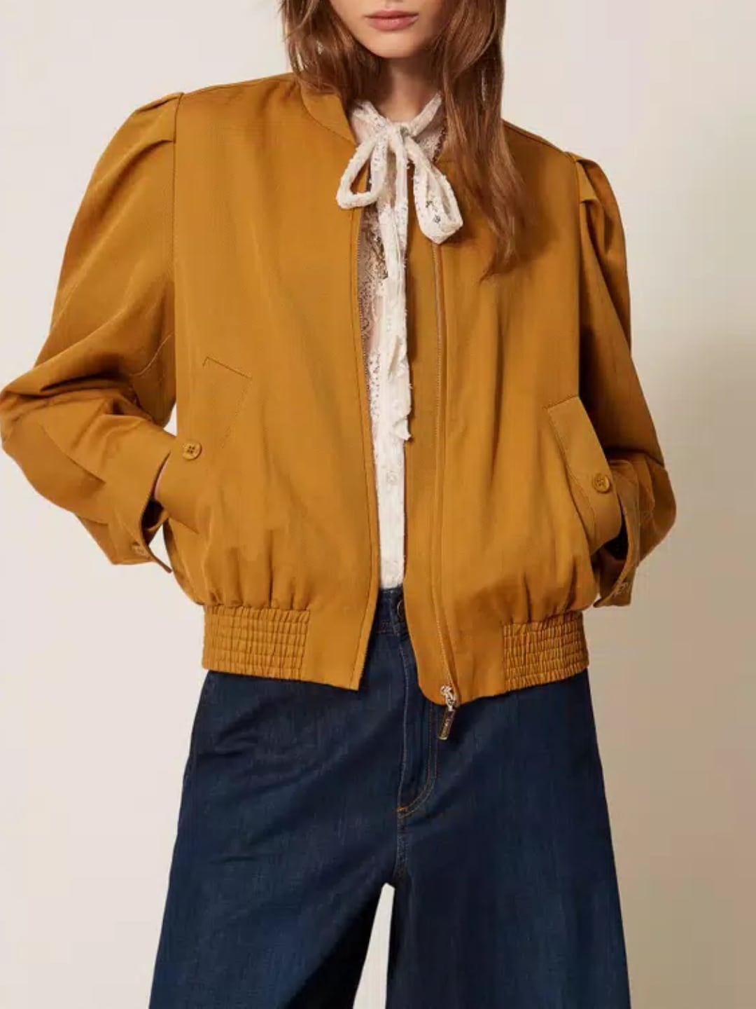 Twinset Giacca in gabardina con arricciatura Marrone "Woody"