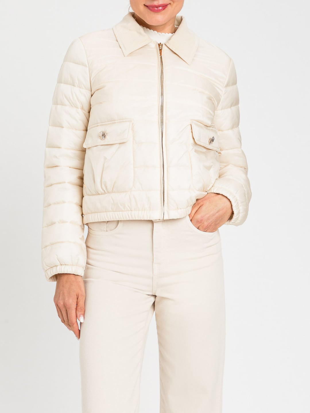 Twinset Giacca Imbottita corta con tastoni Beige Parchment