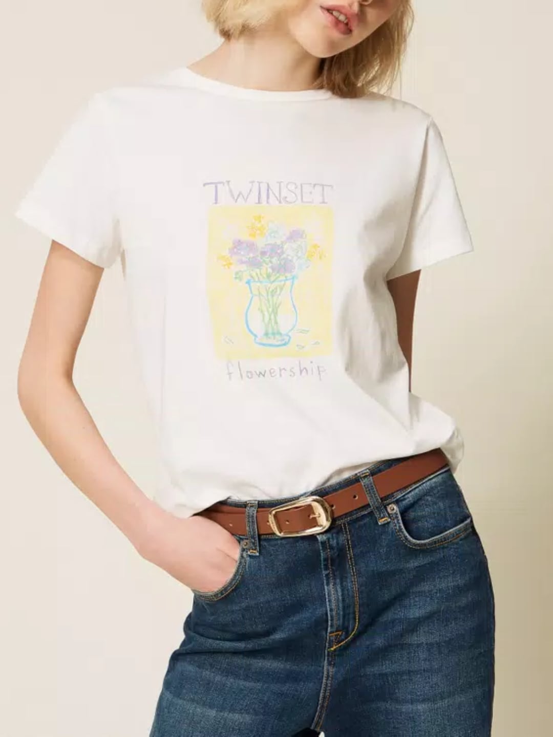 Twinset T-shirt regular con stampa Bianco