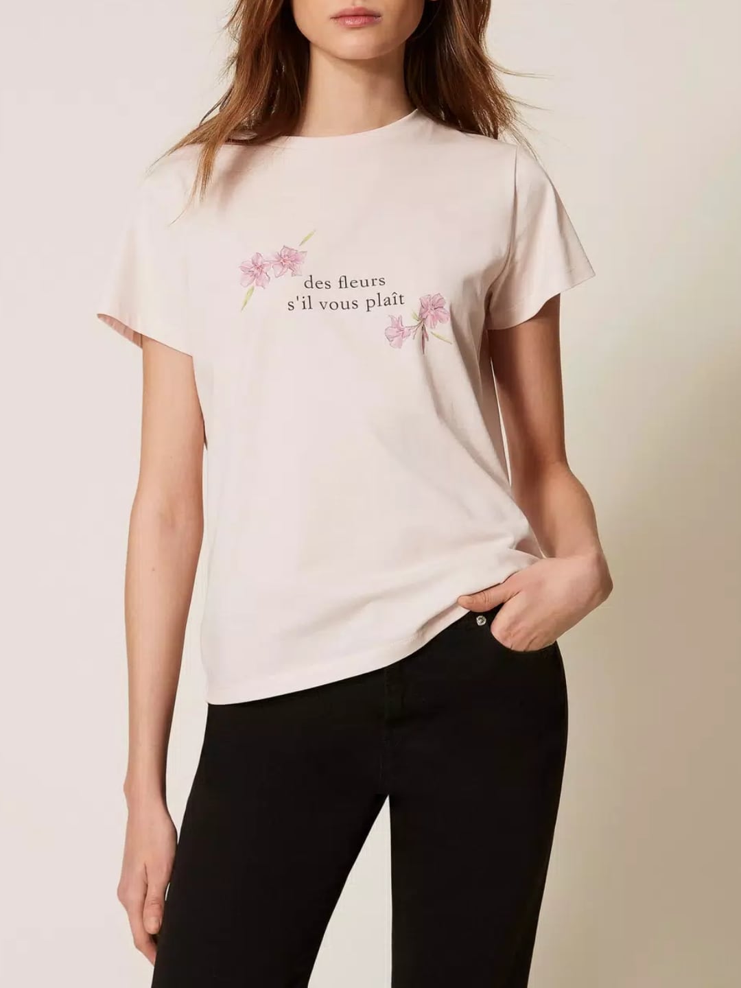 Twinset T-shirt regular con stampa Sabbia Rosa