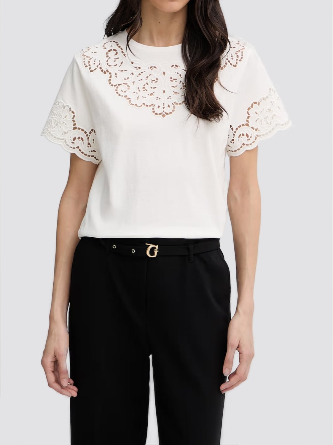 Twinset T-shirt in cotone effetto pizzo Bianco