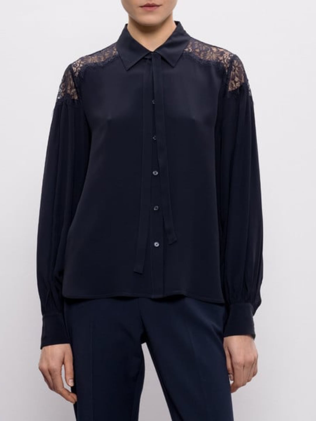 Twinset Camicia con dettaglio in pizzo Blu Night