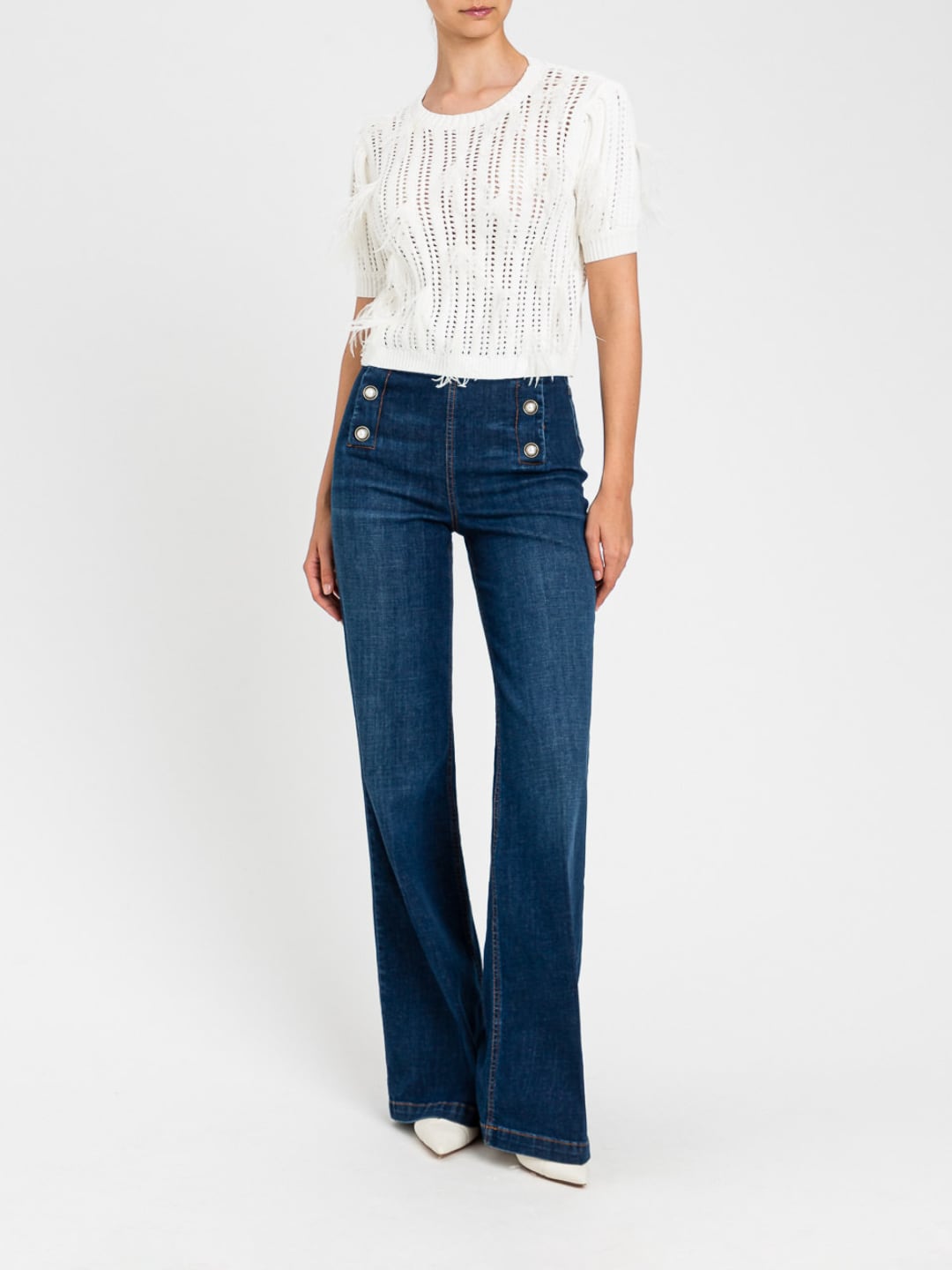 Twinset Maglia con piume Madreperla