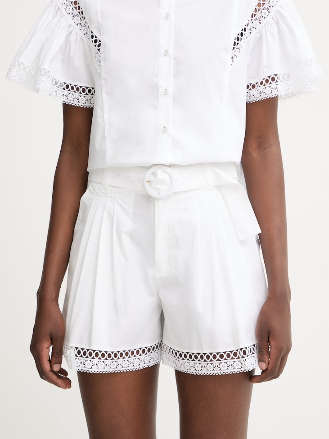 Twinset Pantaloncini in cotone con cinta Bianco