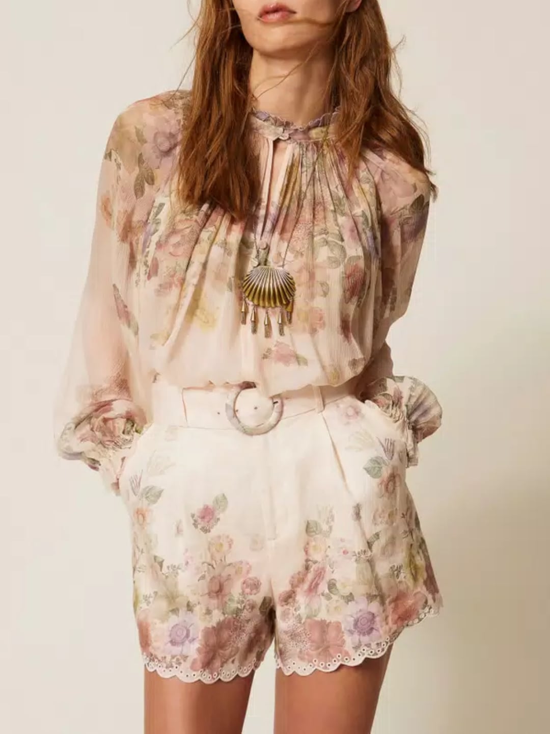 Twinset Blusa in creponne a fiori Wildflowers Pastel