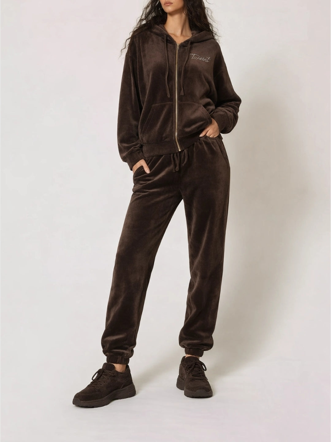 Twinset Completo tuta con felpa con cappuccio e jogging Marrone Mocha
