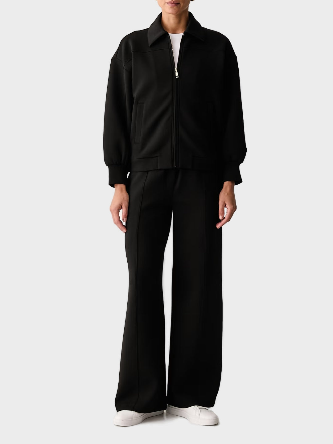 Twinset Completo tuta con felpa con zip e pantaloni a gamba larga Nero