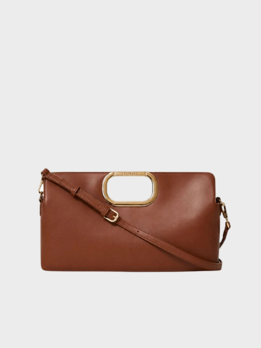 Twinset Borsa Clutch Lila in morbida ecopelle Cuoio